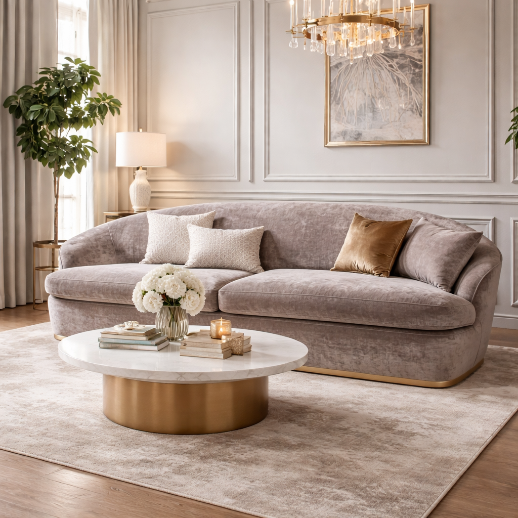 Aurora Cloud Grey Curved Sofa