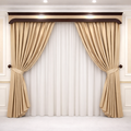 Classic Beige Layered Curtains Valance & Panel