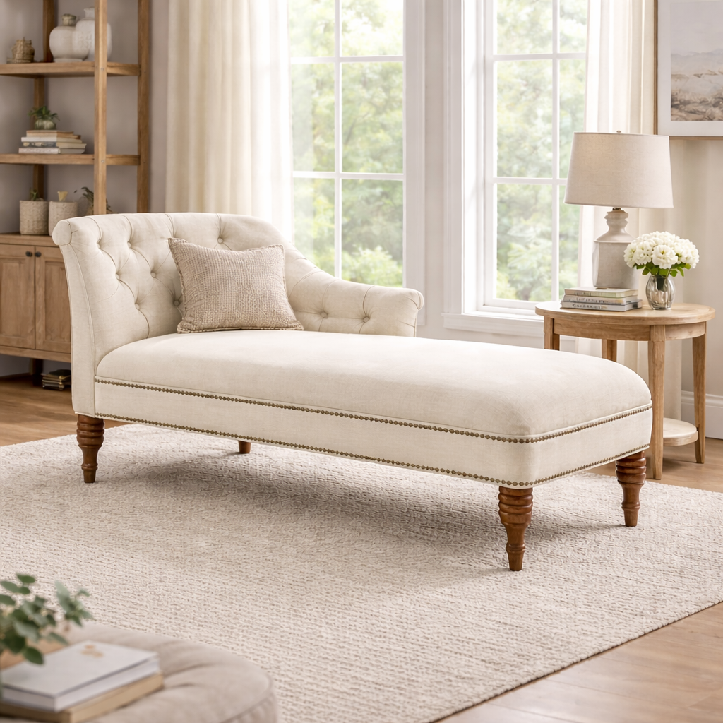 Cream-Colored Chaise Lounge