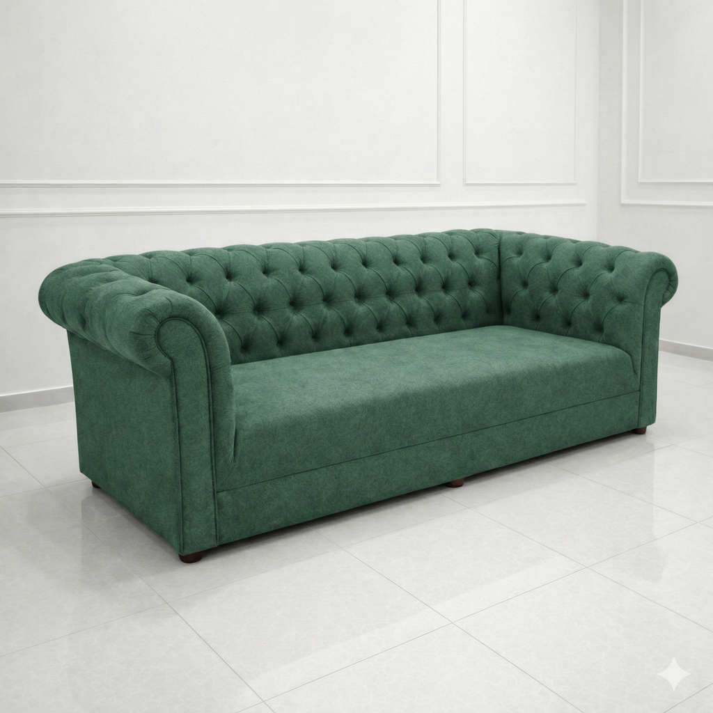 Green Chesterfield 3-Seater Sofa