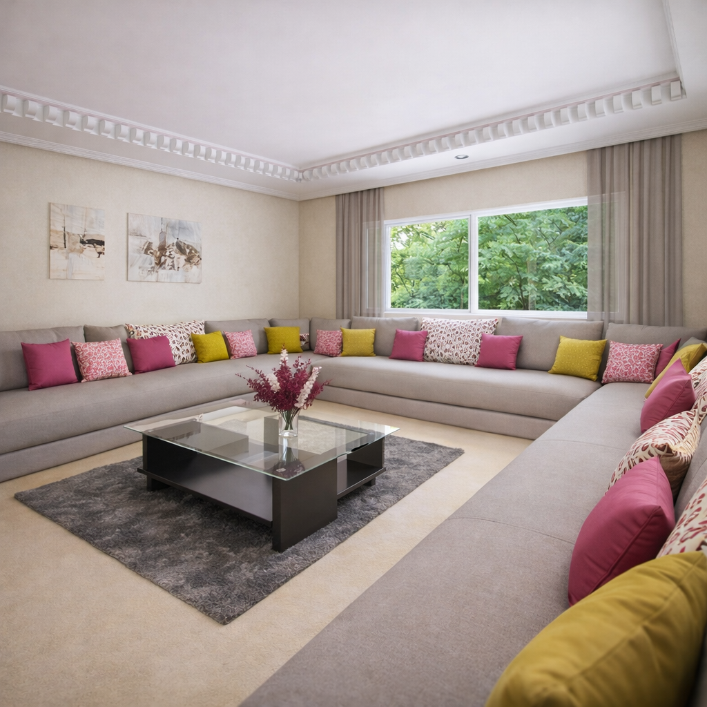 Heritage Beige U-Shaped Sofa
