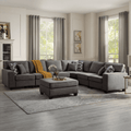 Modern Grey Sectional Sofa with Ottoman