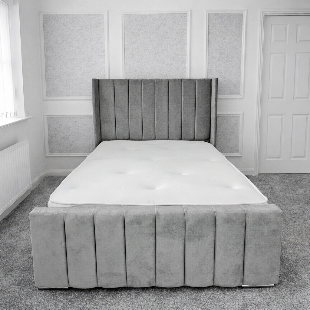 Modern Grey Upholstered Single Bed