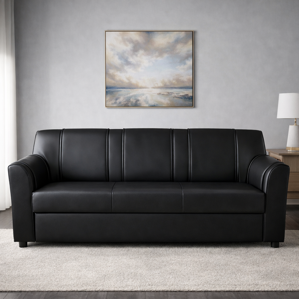 Signature Studio 3-Seater Black Sofa