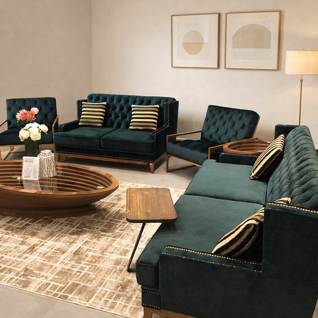 Royale Emerald Green Sofa Set