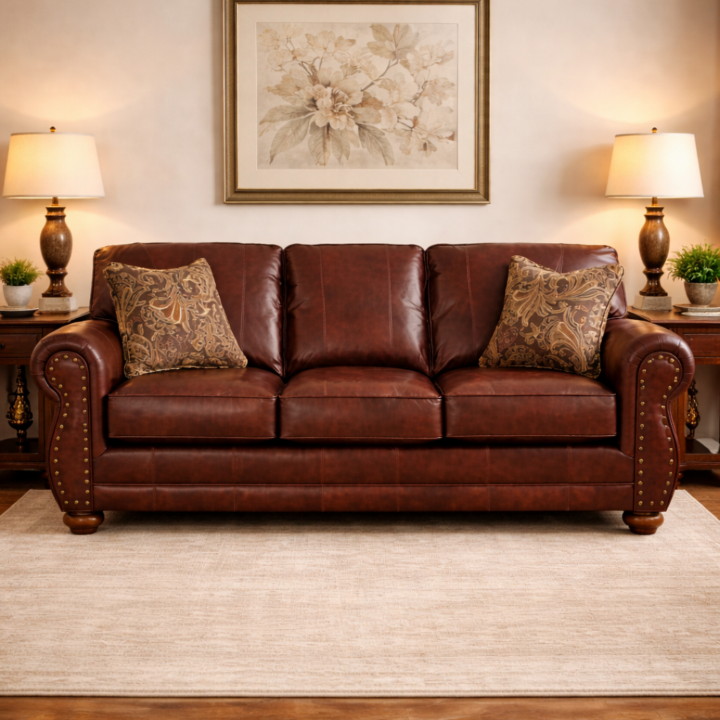 Heritage Brown Leather Sofa